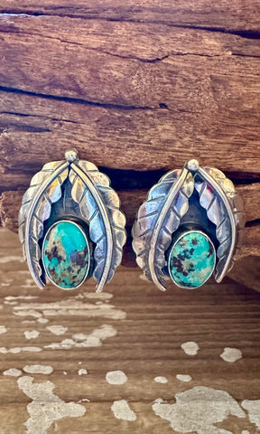 FEATHER PROTECTION Turquoise and Sterling Silver Earrings