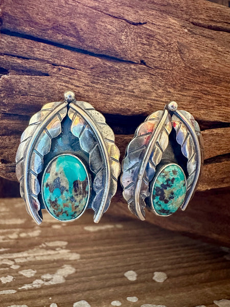 FEATHER PROTECTION Turquoise and Sterling Silver Earrings