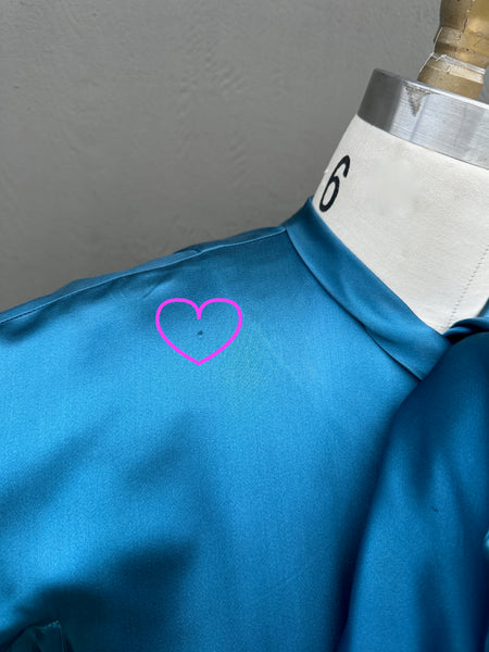 SATIN STARLETT 50s Silk Satin Dress with Kitten Bow • Small