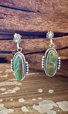 NAVAJO TURQUOISE CAPSULES Sterling Silver Stud Earrings