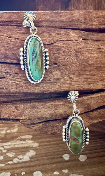 NAVAJO TURQUOISE CAPSULES Sterling Silver Stud Earrings