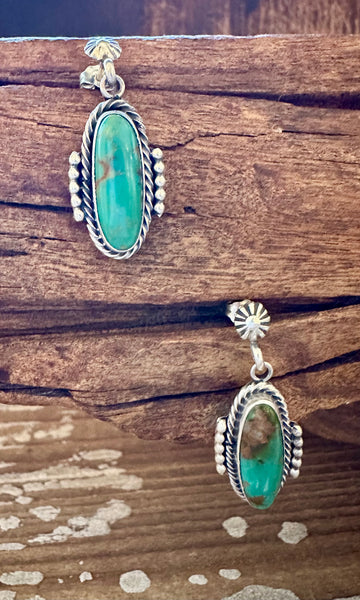 NAVAJO TURQUOISE CAPSULES Sterling Silver Stud Earrings