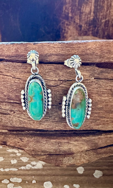 NAVAJO TURQUOISE CAPSULES Sterling Silver Stud Earrings