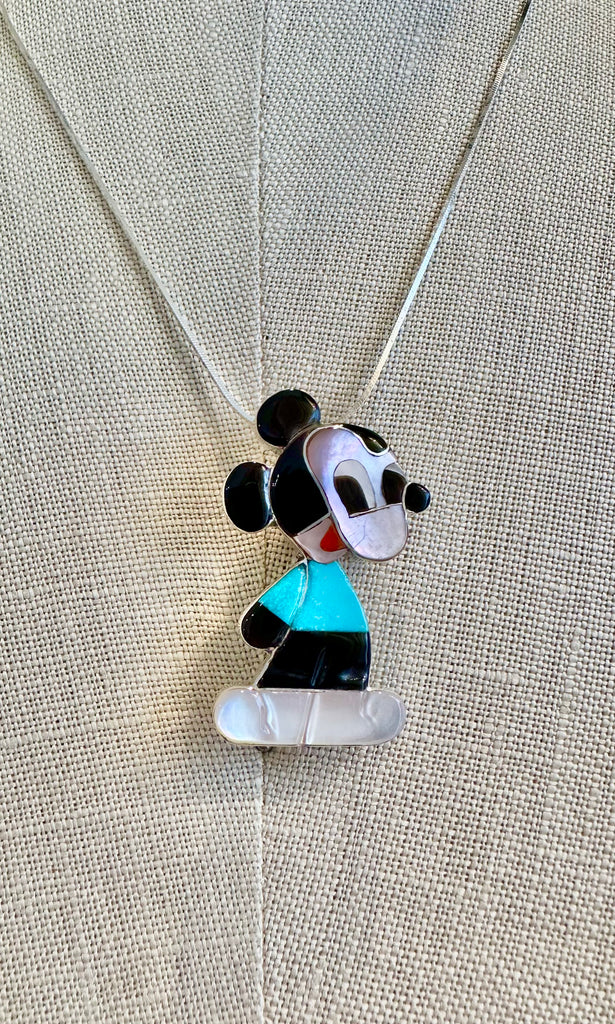 HOLD FOR YURIKO-ZUNI TOONS Mickey Mouse Inlay Necklace & Brooch