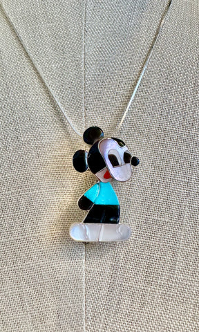 HOLD FOR YURIKO-ZUNI TOONS Mickey Mouse Inlay Necklace & Brooch