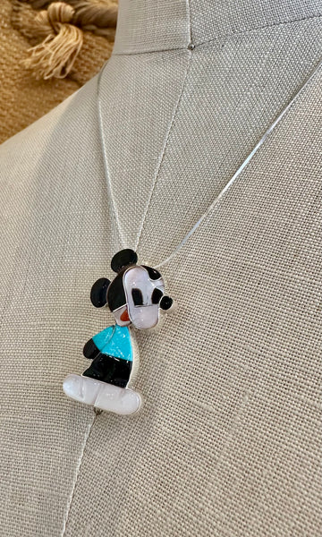 HOLD FOR YURIKO-ZUNI TOONS Mickey Mouse Inlay Necklace & Brooch