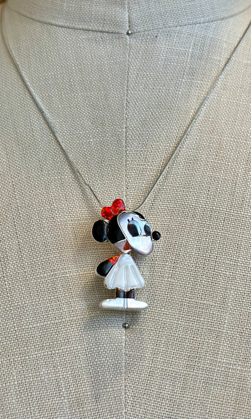 HOLD FOR YURIKO-ZUNI TOONS Minnie Mouse Inlay Necklace & Brooch