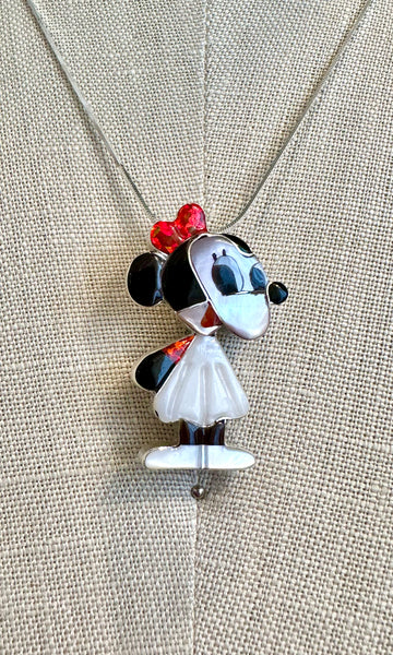 HOLD FOR YURIKO-ZUNI TOONS Minnie Mouse Inlay Necklace & Brooch