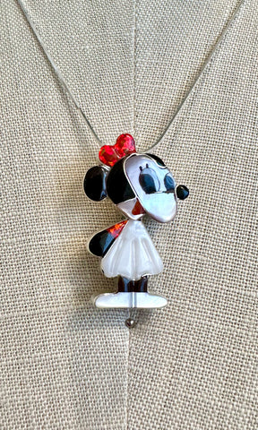 HOLD FOR YURIKO-ZUNI TOONS Minnie Mouse Inlay Necklace & Brooch
