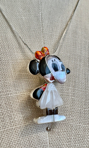 HOLD FOR YURIKO-ZUNI TOONS Minnie Mouse Inlay Necklace & Brooch