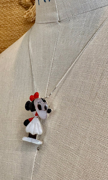 HOLD FOR YURIKO-ZUNI TOONS Minnie Mouse Inlay Necklace & Brooch