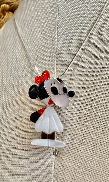 HOLD FOR YURIKO-ZUNI TOONS Minnie Mouse Inlay Necklace & Brooch