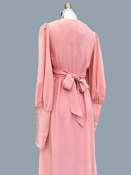 GUNNE SAX Black Label Vintage Mauve Pink 70s Dress • Size Medium
