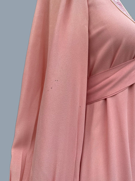 GUNNE SAX Black Label Vintage Mauve Pink 70s Dress • Size Medium
