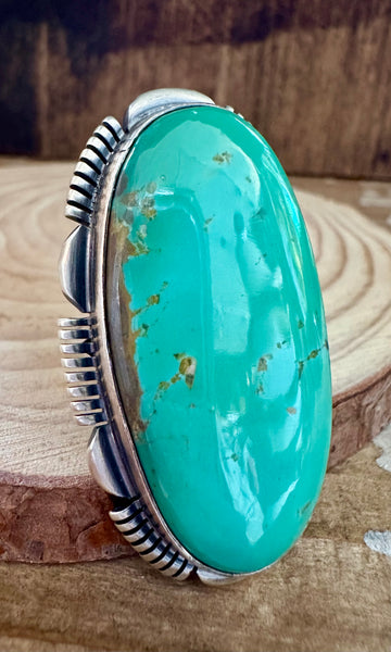 ALLEN LEE LARGE Statement Nevada Turquoise Sterling Silver Ring • Size 10