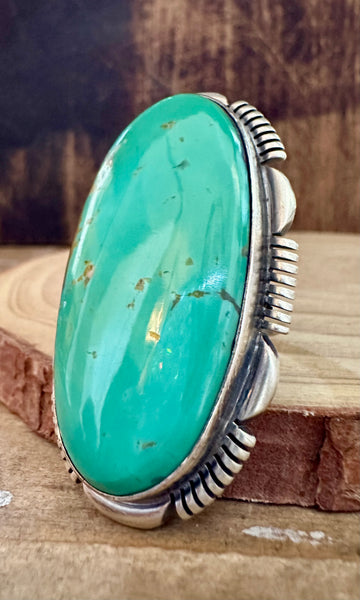 ALLEN LEE LARGE Statement Nevada Turquoise Sterling Silver Ring • Size 10