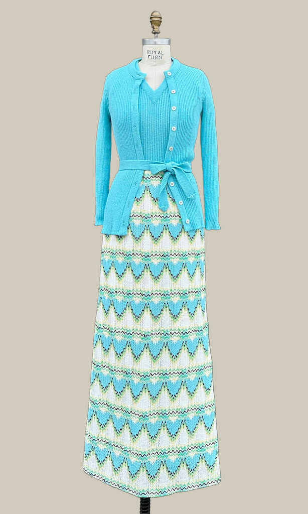 DALTON Vintage 70s Knit Dress & Sweater Set • Medium – Love Street Vintage