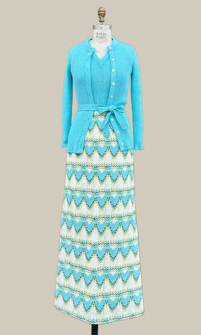 DALTON Vintage 70s Knit Dress & Sweater Set • Medium