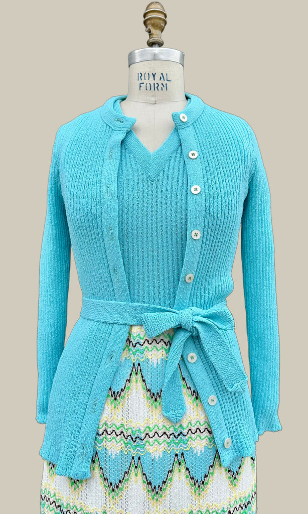 DALTON Vintage 70s Knit Dress & Sweater Set • Medium
