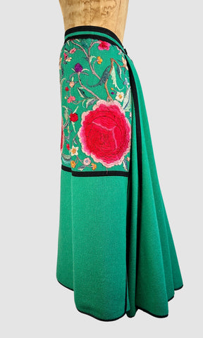 SPANISH ROSE Victorian Style Embroidered Bustle Skirt • Medium
