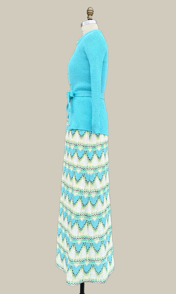 DALTON Vintage 70s Knit Dress & Sweater Set • Medium