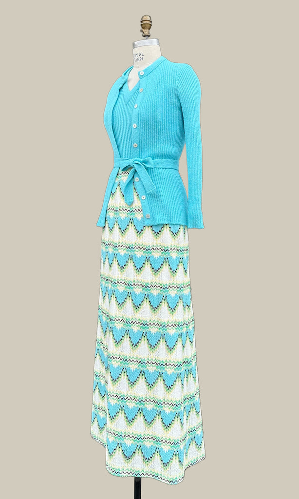 DALTON Vintage 70s Knit Dress & Sweater Set Medium Love Street Vintage DALTON Vintage 70s Knit Dress & Sweater Set Medium Love Street Vintage