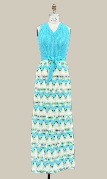 DALTON Vintage 70s Knit Dress & Sweater Set • Medium