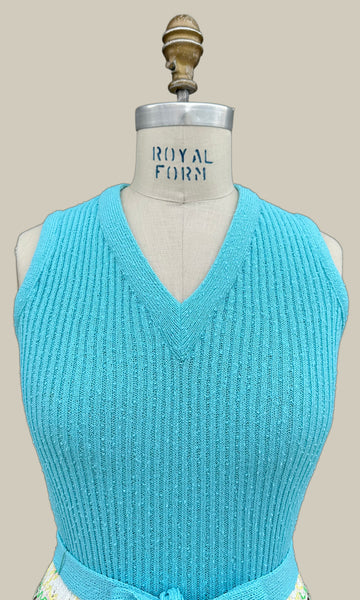 DALTON Vintage 70s Knit Dress & Sweater Set • Medium