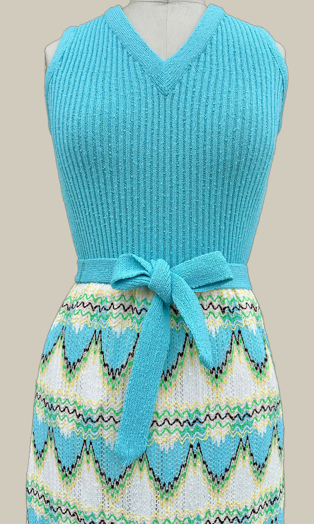 DALTON Vintage 70s Knit Dress & Sweater Set  Medium  Love Street Vintage
