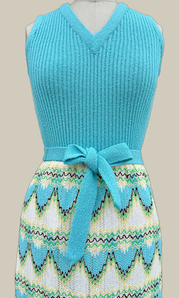 DALTON Vintage 70s Knit Dress & Sweater Set • Medium