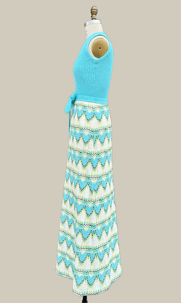 DALTON Vintage 70s Knit Dress & Sweater Set • Medium