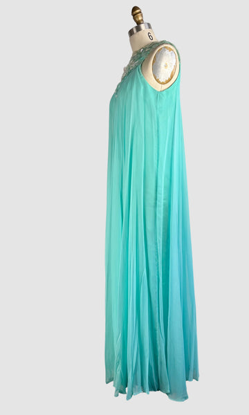 SHEER SPLENDOR 60s Chiffon Dress with Jumbo Sequin • Small
