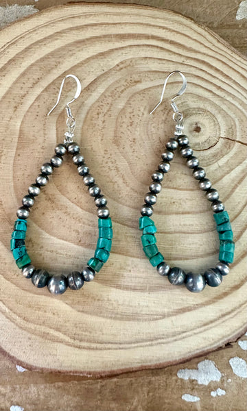 DINE'H NATIVE ARTS Turquoise Sterling Silver Earrings