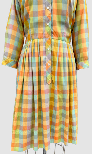 COUNTRY MISS 60s Vintage Gingham Dress • Medium
