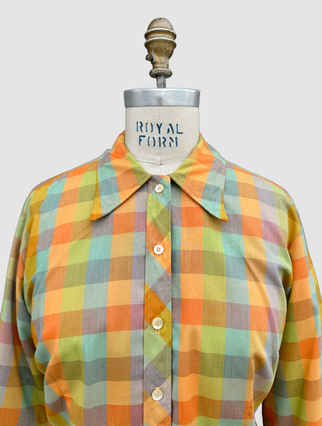 COUNTRY MISS 60s Vintage Gingham Dress • Medium