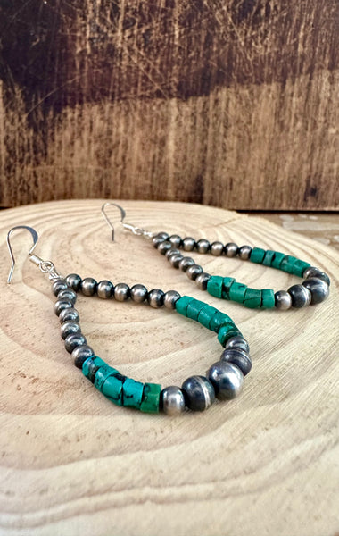 DINE'H NATIVE ARTS Turquoise Sterling Silver Earrings