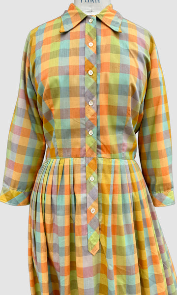 COUNTRY MISS 60s Vintage Gingham Dress • Medium