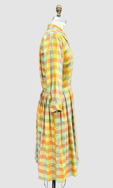 COUNTRY MISS 60s Vintage Gingham Dress • Medium