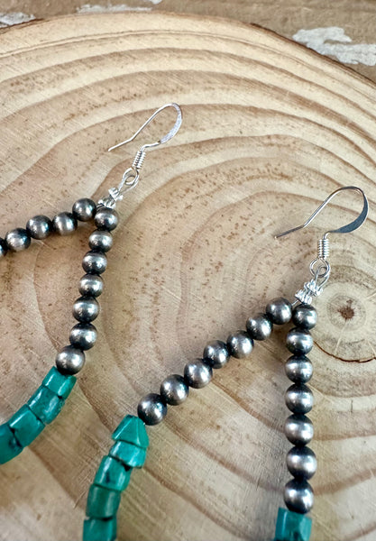 DINE'H NATIVE ARTS Turquoise Sterling Silver Earrings