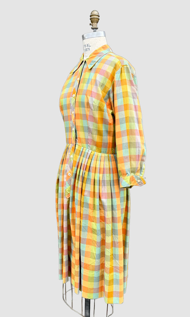 COUNTRY MISS 60s Vintage Gingham Dress • Medium
