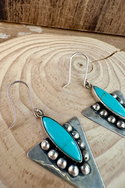 SILVER ARROW DANCE Mexican Sterling Silver and Turquoise Earrings