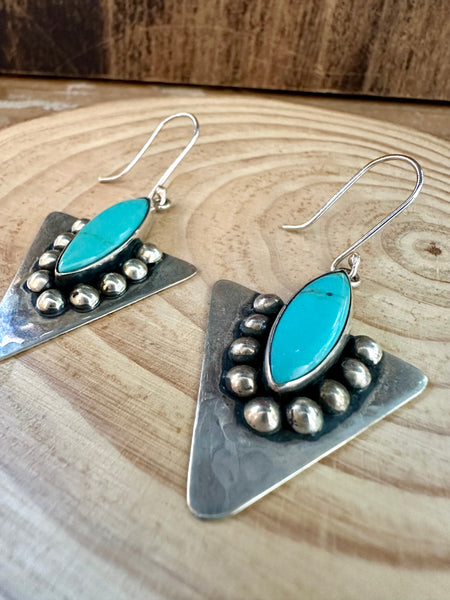 SILVER ARROW DANCE Mexican Sterling Silver and Turquoise Earrings