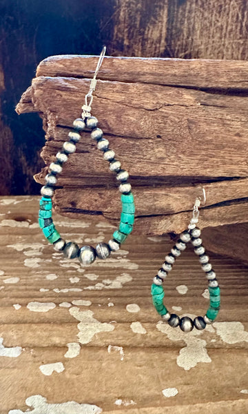 DINE'H NATIVE ARTS Turquoise Sterling Silver Earrings