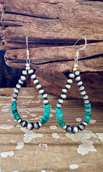 DINE'H NATIVE ARTS Turquoise Sterling Silver Earrings