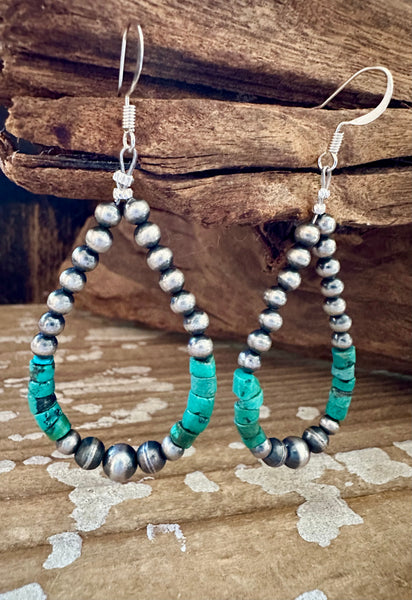 DINE'H NATIVE ARTS Turquoise Sterling Silver Earrings