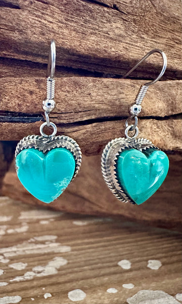 L. ARCHULETA TURQUOISE HEARTS Sterling Silver Dangle Earrings