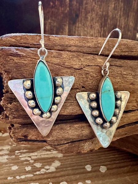 SILVER ARROW DANCE Mexican Sterling Silver and Turquoise Earrings