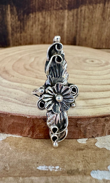 SILVER FLOWER DAGGER Sterling Silver Statement Ring