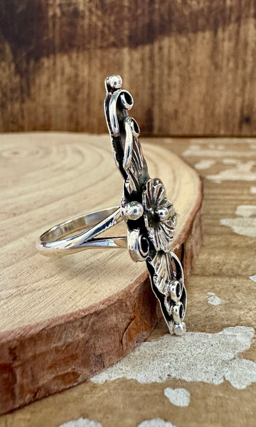 SILVER FLOWER DAGGER Sterling Silver Statement Ring