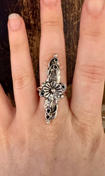 SILVER FLOWER DAGGER Sterling Silver Statement Ring